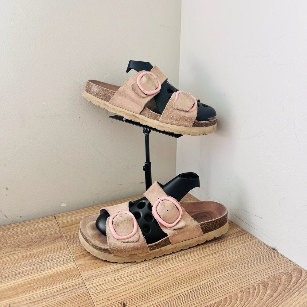 Bio Green Beige And Pink Suede Slide Sandals Women’s Size 8